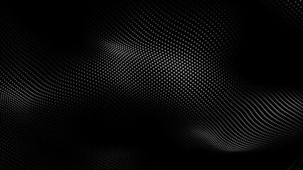Dot white black wave technology texture background. Abstract big data digital concept. 3d rendering.
