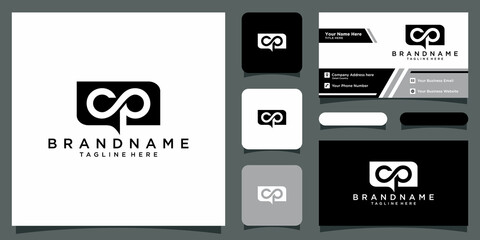 Initial letter logo CP, PC, template logo design vector with business card design