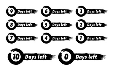 WebNumber 10 to 0 days left countdown with bold dry ink brush stroke