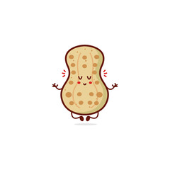 Funny cute happy Peanut nut characters bundle set. Vector line cartoon style illustration. Cute Peanut nut,shell,healthy food,nutrition mascot character collection set. Funny cute,kids,baby set