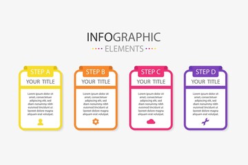 Obraz premium Business presentation infographic template rectangle shape with 4 vector illustration options. Infographics elements for work.
