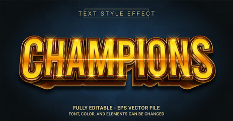 Golden Champions Text Style Effect. Editable Graphic Text Template.