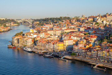 Fototapeta na wymiar aerial view of Porto by Douro River, Portugal