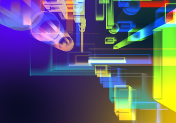 Fototapeta premium Abstract 3d colorful blockchain isometric digital technology texture background.