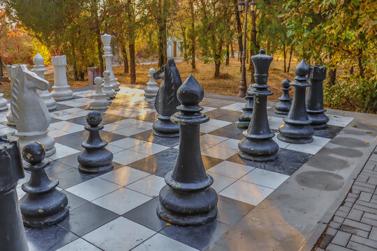 Big chess pieces in the park