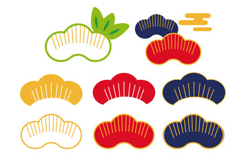 Japanese background and icon vector. leaf ,Japanese pine and cloud elements in vintage style.