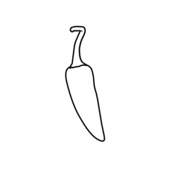 Chili Outline Icon Illustration on White Background