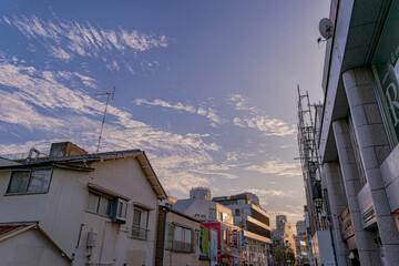 東京都渋谷区原宿から見た夕方の都市景観