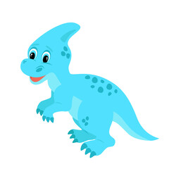 Vector illustration of a blue  spotted dinosaur cub isolated on a white background.