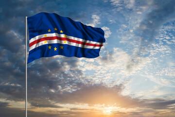 Waving National flag of Cape Verde