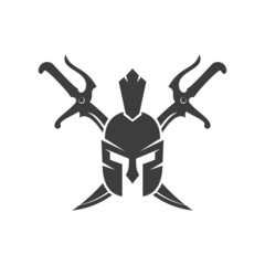 helmet of the Spartan warrior symbol, emblem. Spartan helmet gladiator logo design vector template