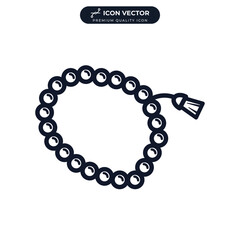 Holy rosary. religious accessory with tassel icon symbol template for graphic and web design collection logo vector illustration