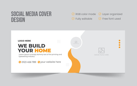 Construction social media timeline cover design template