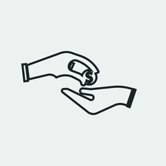 Giving money vector icon illustration sign