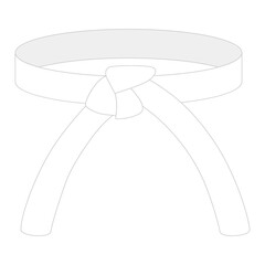 Karate belt white color isolated on white background. Design icon of Japanese martial art in flat style.