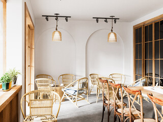 Interior Cafe Wall Mockup - 3d Rendering, 3d Illustration 