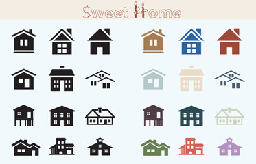 House Icon Set In Different Color