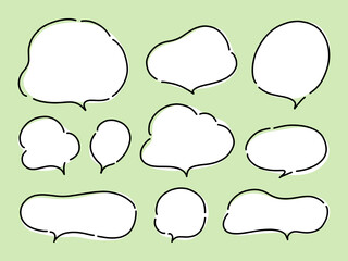 白い色々な形の吹き出しセリフセット