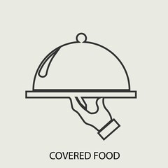 Fototapeta premium Covered_food vector icon illustration sign