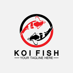 Koi Fish Logo Design Vector Template