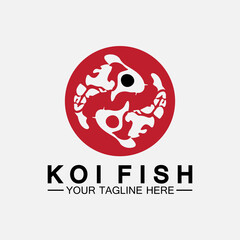 Obraz premium Koi Fish Logo Design Vector Template