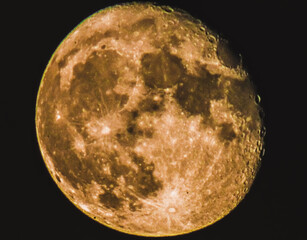 The beginning of the waning gibbous phase of the moon as photographed over Orwell, Ohio