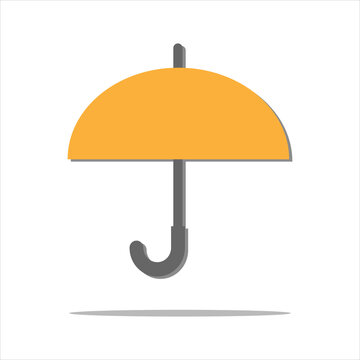 Orange umbrella. Vector icon. Cartoon minimal style