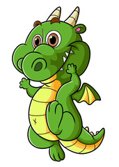 The healthy dragon is running very fast to catch prey