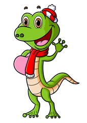 The cute lizard is ready for the valentine event