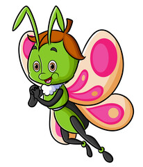 The cute butterfly is flying with the beautiful wings