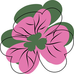 Pink, green clover leaf, flower. 2