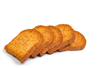 Zwiebackscheiben isoliert vor weißem Hintergrund