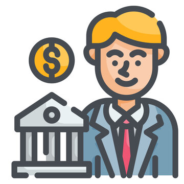 businessman bank building coin icon clip art preview