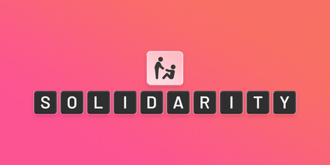Obraz premium Solidarity letters on pink background. Help and support concept.