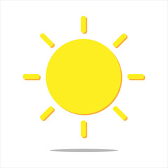 Yellow sun with rays, sun star. Vector icon. Cartoon minimal style. Summer, weather, nature, space concept.