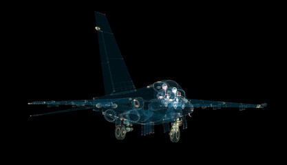 Fototapeta na wymiar Aircraft Hologram. Transportation and Technology Concept