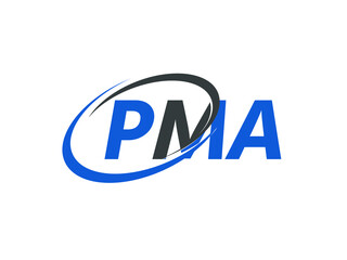 PMA letter creative modern elegant swoosh logo design