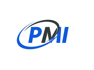 PMI letter creative modern elegant swoosh logo design