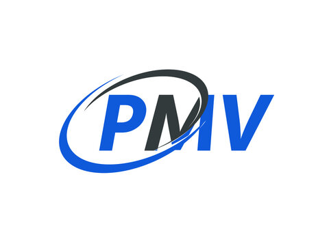 PMV letter creative modern elegant swoosh logo design