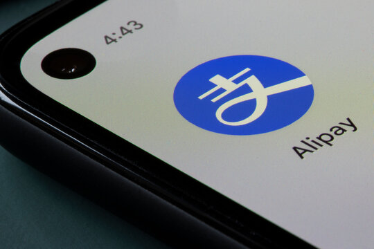 Portland, OR, USA - Feb 4, 2022: Closeup Of The Alipay App Icon Seen On A Smartphone. Alipay Is A Chinese Third-party Mobile And Online Payment Platform Owned By Ant Group, An Affiliate Of Alibaba.