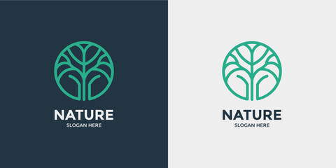 linear style tree logo set