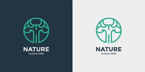 linear style tree logo set