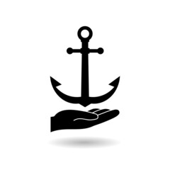 Anchor black icon with shadow