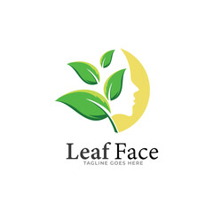 Leaf face concept of leaves forming a man and a womans faces in profile