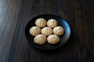 Traditional Kombe Cookies with Mahaleb and Sesame Seeds from Antakya.