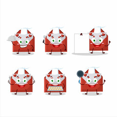 Cartoon character of red love envelope with various chef emoticons