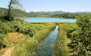 Naklejka na ściany i meble peaceful place on the bacina lakes, Croatia