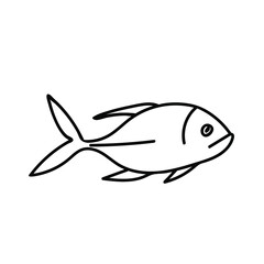 Vector simple illustration with tropical fish on white isolated background.Ocean,Summer underwater animal hand drawn in doodle style.Design for postcards,stickers,packages,social media,web,coloring.