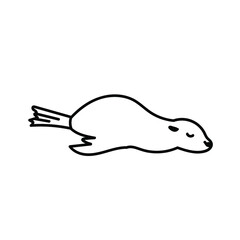 Vector simple illustration with Seal on white isolated background.Ocean,Summer underwater animal hand drawn in doodle style.Design for postcards,stickers,packages,social media,web,coloring.