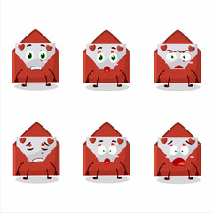Character cartoon of red love envelope with scared expression